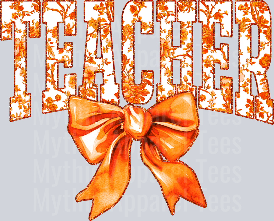 Orange Toile Teacher College Font Floral Teacher Design