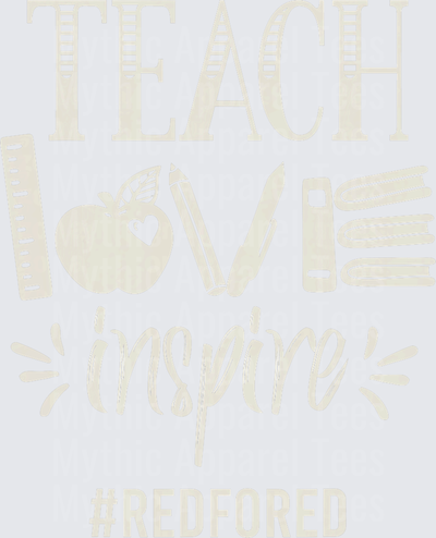 Teach Love Inspire RedForEd Teacher Apple Ruler Books Pencil Graphic