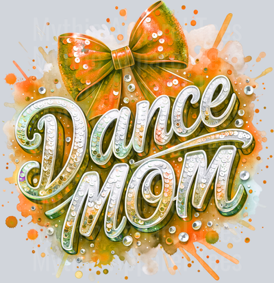 0019 Dance Mom Sequins Orange DTF Dance Mom Transfers