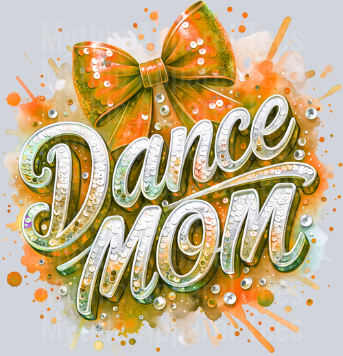0019 Dance Mom Sequins Orange DTF Dance Mom Transfers