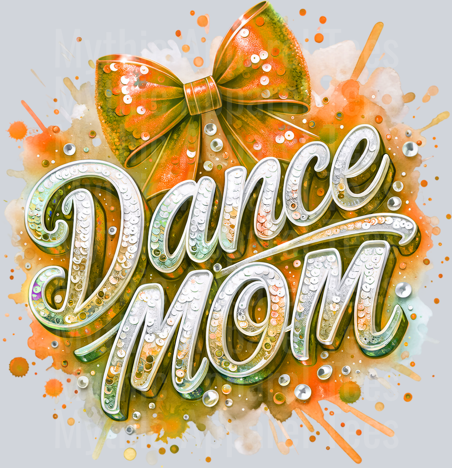 0019 Dance Mom Sequins Orange DTF Dance Mom Transfers