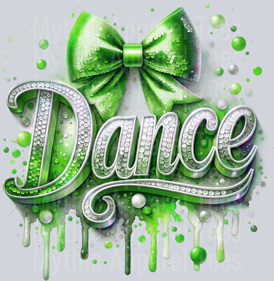 0018 Dance Sequins Green DTF Dance Swoosh Transfers