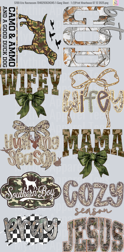 Camo GANG SHEET 10 FULL SIZE IMAGES