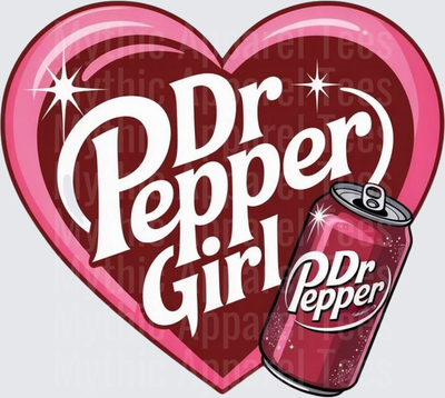Dr Pepper Girl Heart with Soda Can Sparkle Design