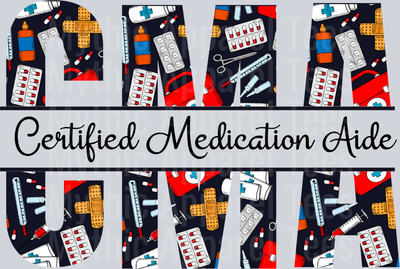 Certified Medication Aide Red White Black Colors DTF Nurse Transfers