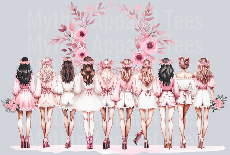 Bachelorette Party With Flower Ring DTF Wedding Transfers