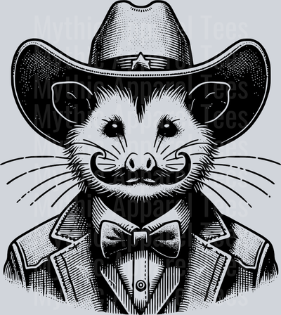 OPOSSUM DRESSED AS COWBOY BLACK DESIGN