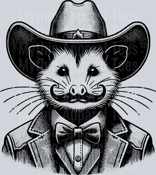 OPOSSUM DRESSED AS COWBOY BLACK DESIGN