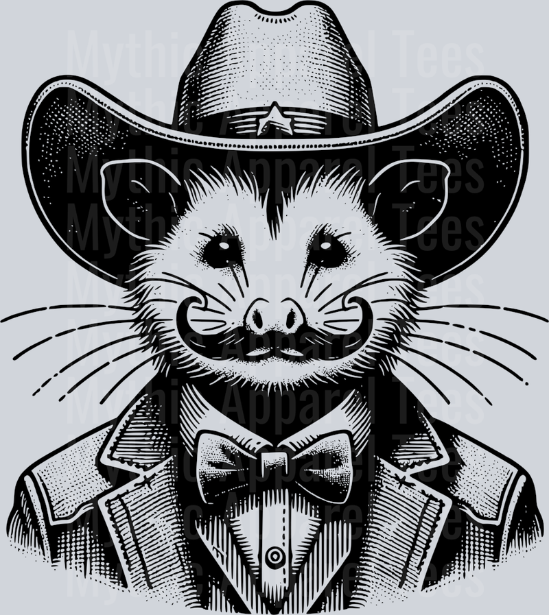 OPOSSUM DRESSED AS COWBOY BLACK DESIGN