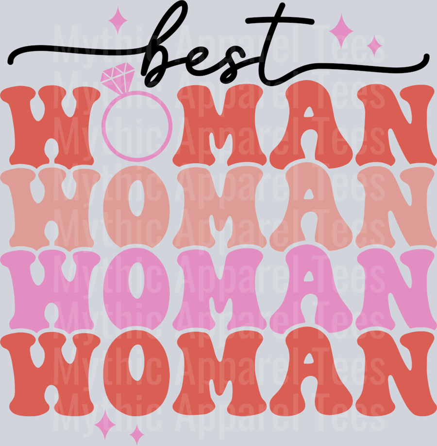 Best Woman Retro Ring DTF Maid of Honor Transfers