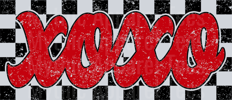 Red XOXO Checkered Pattern Style Combo Valentines Day Design