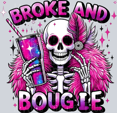 Broke and bougie coffee and fur DTF Skull Transfers