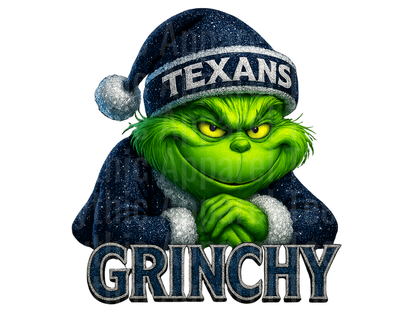 NFL Football Houston Texans Grinchy Grinch Santa Hat Christmas Holiday Design