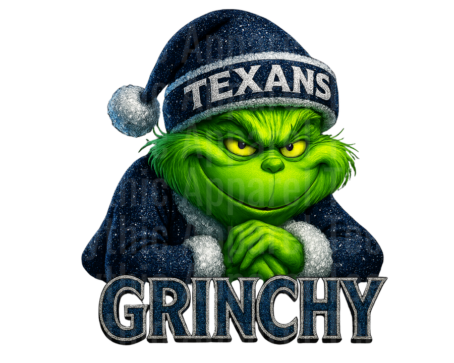 NFL Football Houston Texans Grinchy Grinch Santa Hat Christmas Holiday Design
