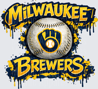 MLB Transfers Milwaukee Brewers Baseball Paint Splash Design