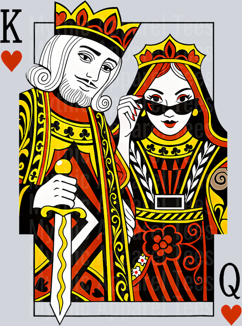 172 King And Queen Of Hearts Playing Card Valentines Day Couples T-Shirt