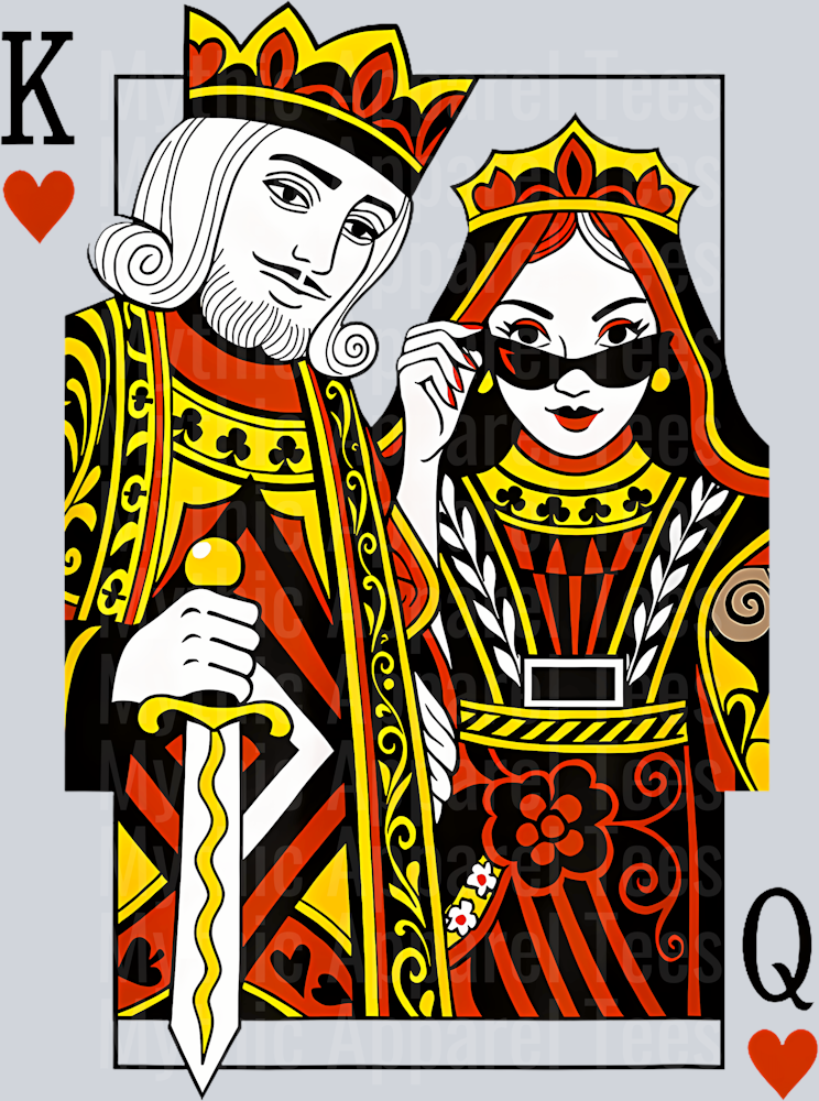 172 King And Queen Of Hearts Playing Card Valentines Day Couples T-Shirt