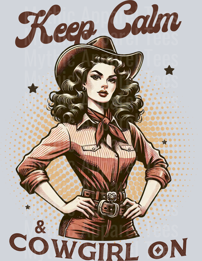 Keep Calm and Cowgirl on Retro DTF Western Girl Transfers