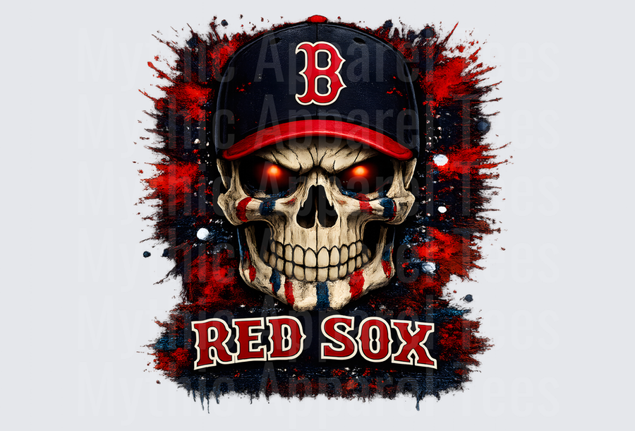 MLB Skulls Boston Red Sox Glowing Eyes Skull Navy Cap Splatter