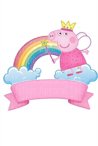 Peppa Pig Fairy Princess Rainbow Clouds Pink Banner