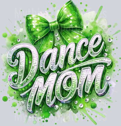0019 Dance Mom Sequins Green DTF Dance Mom Transfers