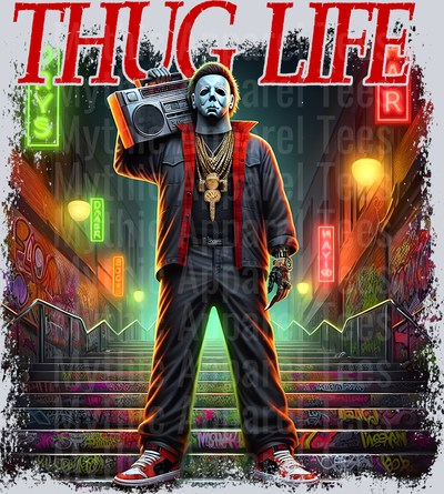 Michael Myers Boombox on stairs Horror Movie DTF Thug Life Transfers