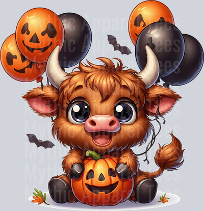 Cute cartoon halloween highland cow 8