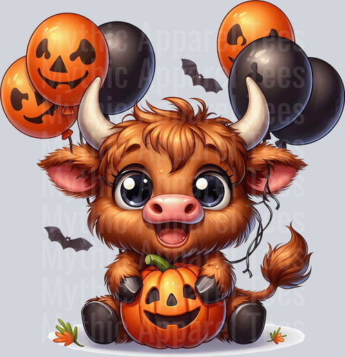 Cute cartoon halloween highland cow 8