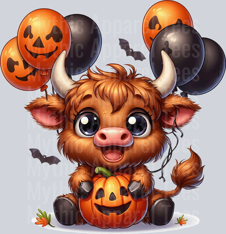 Cute cartoon halloween highland cow 8
