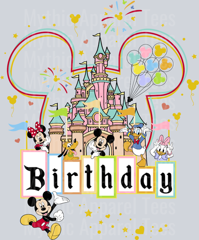 Disney Birthday Mickey Ears Classic Castle DTF Disney Transfers