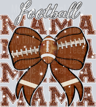 Football mama football colored ribbon glitter cute DTF Sports Transfers