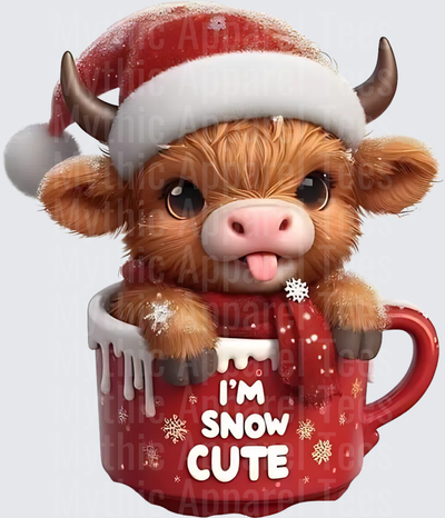 Highland Christmas Cow I'm Snow Cute Santa Hat Mug
