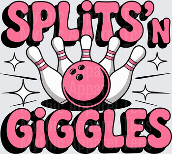 Bowling Splits N Giggles Pink Retro Groovy Pins and Ball