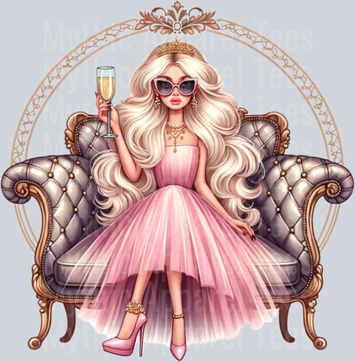 11 Glam Champagne Drinking Girl DTF Glam Transfers