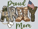 Proud Army Mom, Military Transfers, American Flag, Camo Boots, Inspirational Designs, DTF Transfer