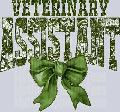 Olive Green Lace Medical Assistant St Patrick's Day College Font Floral and shamrock pattern