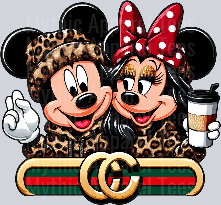 Minnie Mickey with classic logo GUCCI Leopard print jacket Disney DTF Gucci Disney Transfers