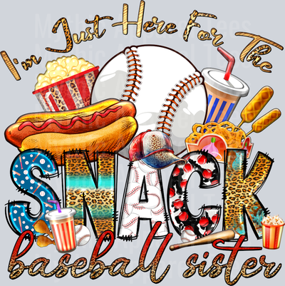 I'm just here for the snacks baseball DTF Baseball Transfers