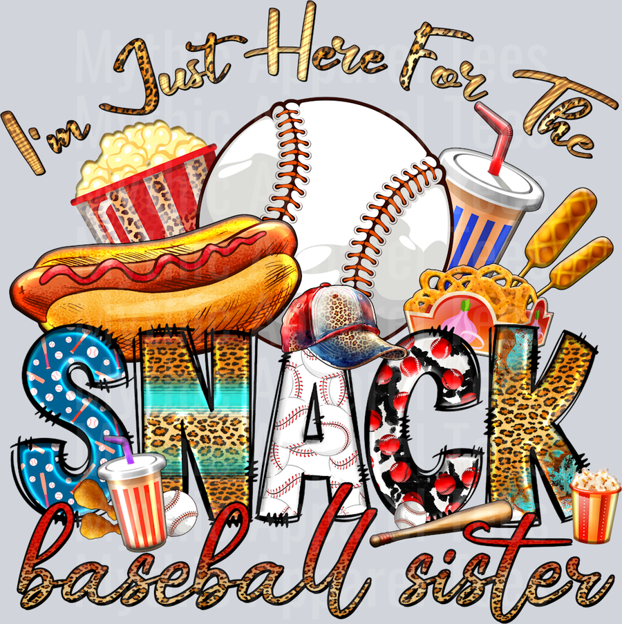 I'm just here for the snacks baseball DTF Baseball Transfers