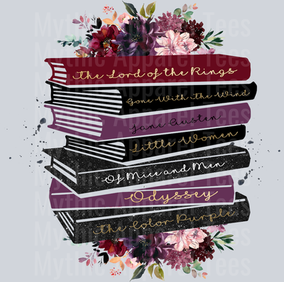 Floral Books Stack DTF Book Transfers