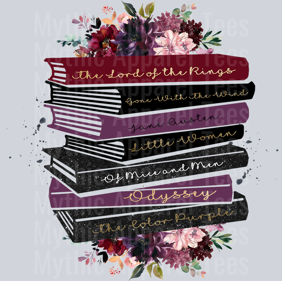 Floral Books Stack DTF Book Transfers