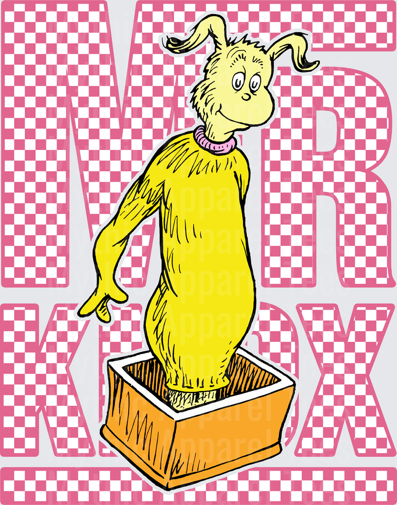 DR Seuss Mr Knox Standing in a Box Pink Checkered