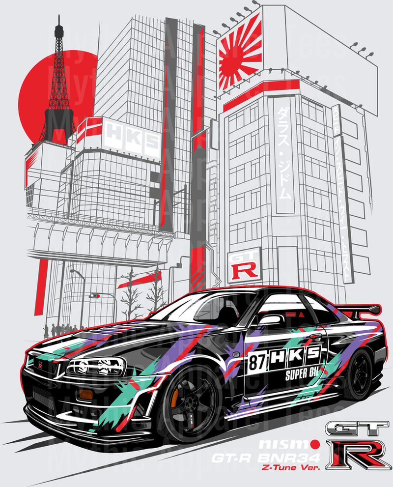 Drifting and Muscle Cars Nissan Skyline R34 GTR Z-Tune HKS Tokyo