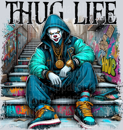 Pennywise 2 on stairs Horror Movie DTF Thug Life Transfers