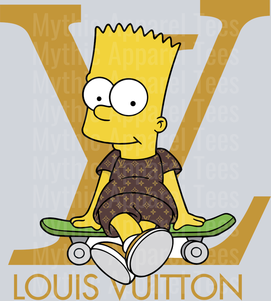 Bart Simpson Wearing LV Shirt DTF Luis Vuitton Transfers