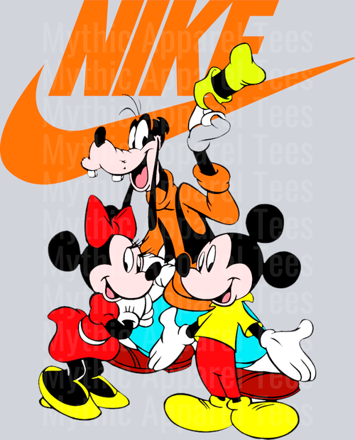 Mickey Mouse Goofy Disney JUST DO IT DTF Nike Transfers