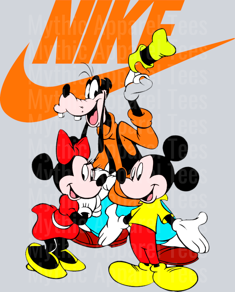 Mickey Mouse Goofy Disney JUST DO IT DTF Nike Transfers