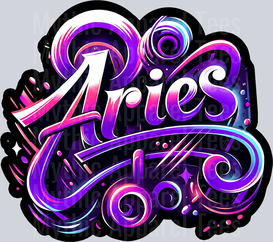 Aries 2 Purple Sign DTF Zodiac Sign Transfers