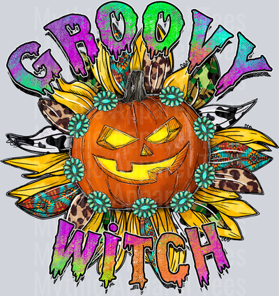 Groovy Witch Sunflower Halloween Fall