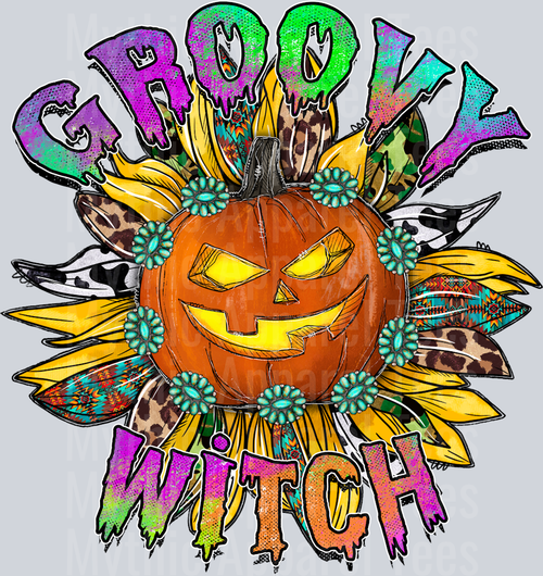 Groovy Witch Sunflower Halloween Fall